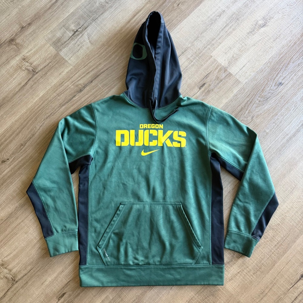 Nike Oregon Ducks Therma-FIT Hoodie Mens Medium Green Black Pullover Sweatshirt